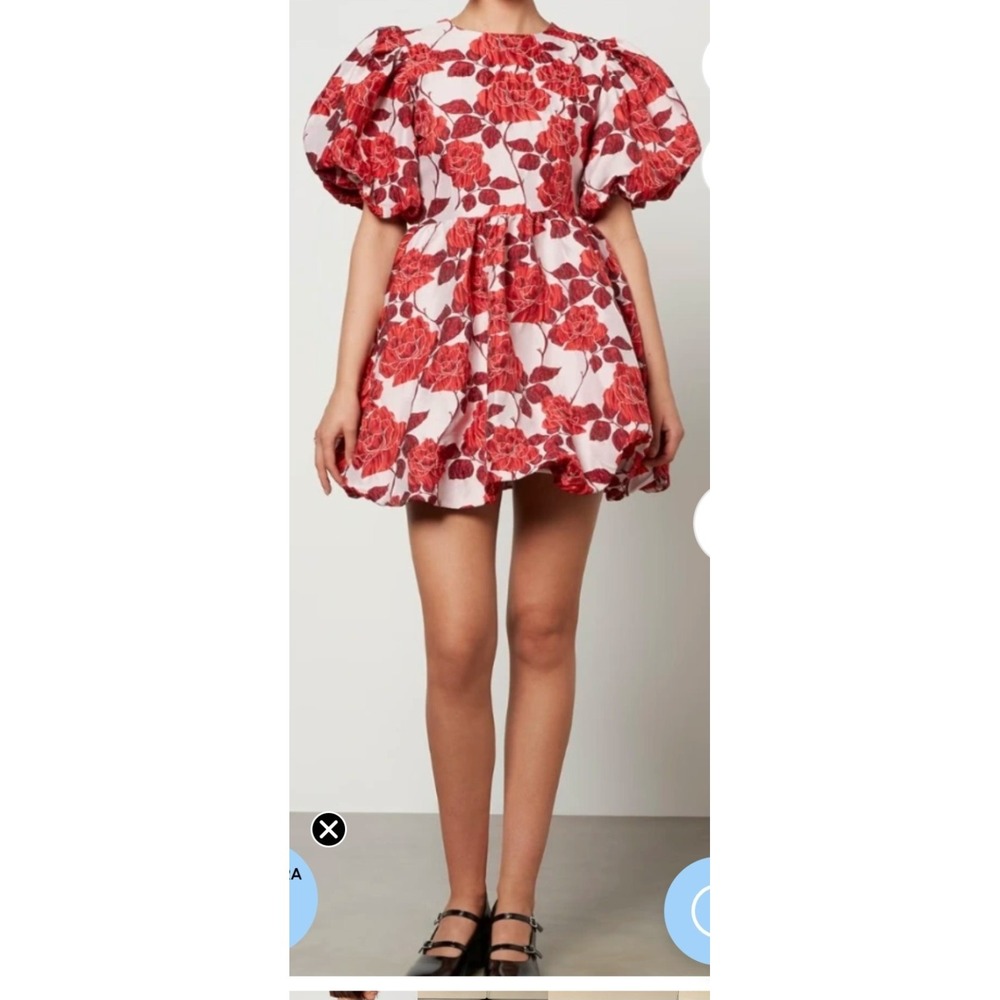 Sister Jane Wild Berry Floral Jacquard Mini Dress. Vibrant Rose. M